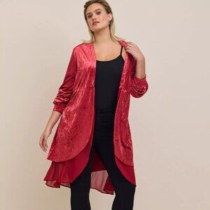 Torrid Velvet Chiffon Mix Kimono Red 0 L 12